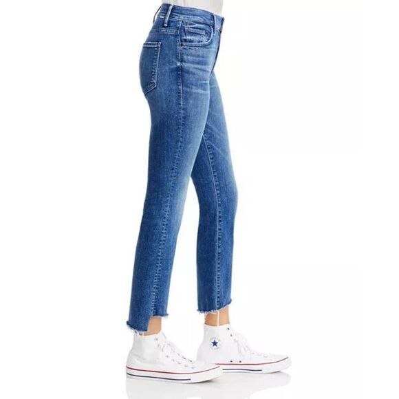 Mother Women's Blue The Insider High Rise Crop Step Fray Bootcut Jeans 27 NWOT - Picture 3 of 12